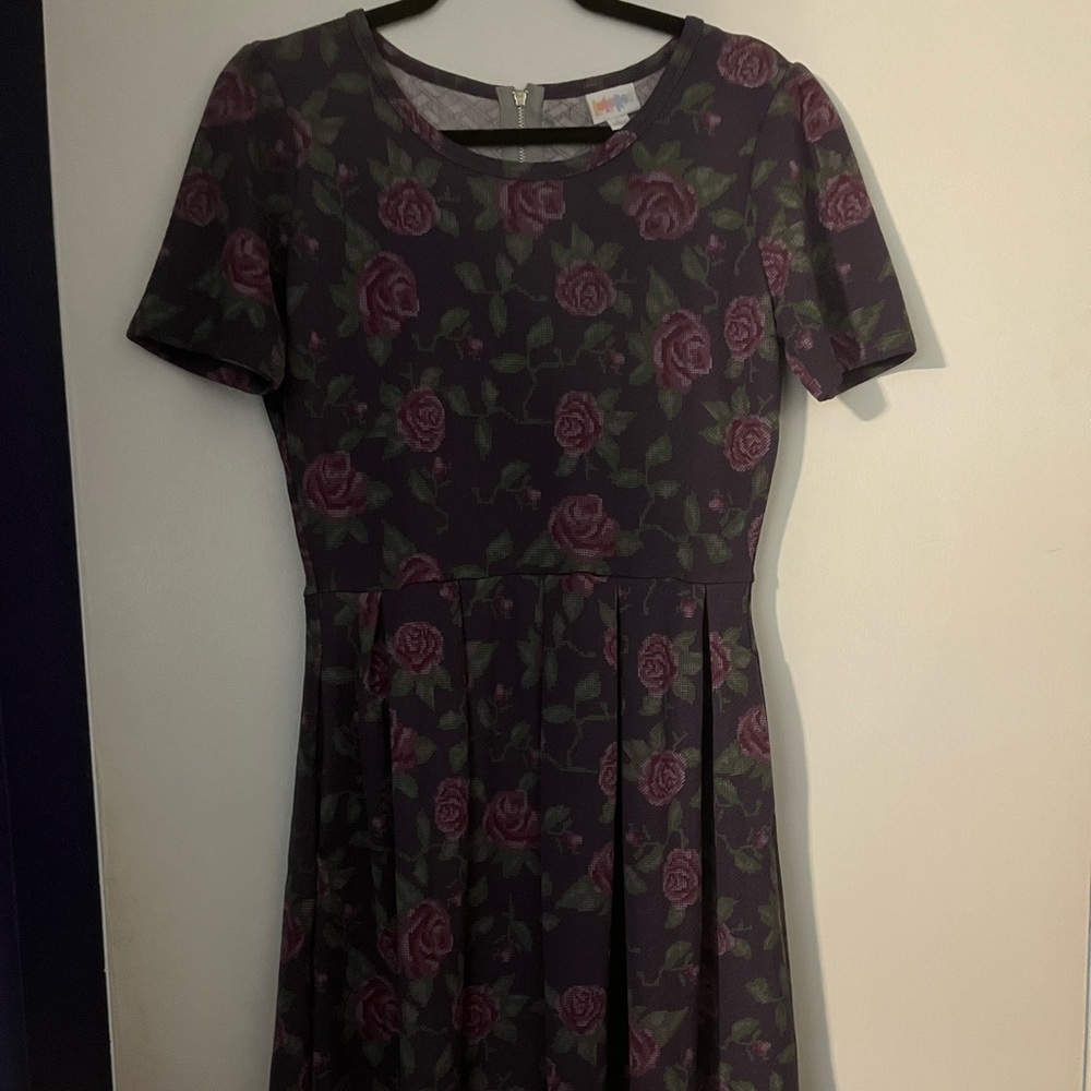 LuLaRoe Amelia dress, size large, purple floral print